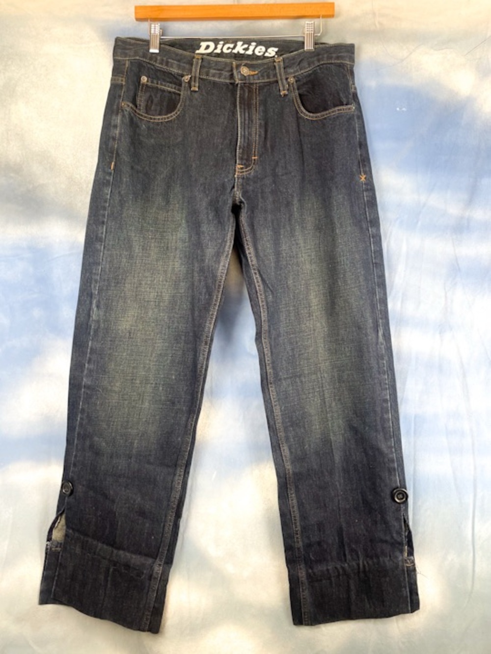Dickies high waist wide leg jeans dark wash split hem